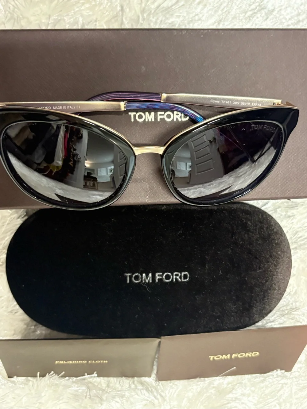 Tom Ford Women's Black & Gold Round Sunglasses